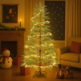 6 Feet Artificial Full Christmas Tree Includes LED Lights and Metal Stand, 612 Tips Full Tree,Xmas N710P181792S