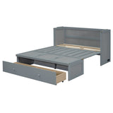Full Size Murphy Bed with USB Port and a Large Drawer, Gray N708P205903E