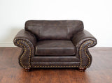 Leinster Faux Leather Upholstered Nailhead Chair and Ottoman 2 pieces set T2574P196591