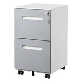 ZNTS 2 Drawer Mobile Locking File Cabinet, Rolling Filing Cabinet for Letter/A4 Size With 5 Wheels,GREY W124770978