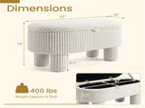Beige 42 Inch Corduroy Storage Bench, Plush Foam Cushion & Hidden Compartment, 400LBS Seat Weight 29854997