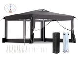 10x10 FT Folding Canopy Tent with 4 Sidewalls, One-Push Central Lock Outdoor Canopy with 2 Clear 04350771