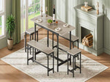 Expandable Dining Table Set for 4-8, 63" Large Extendable Kitchen Table with 2 Benches & 2 Stools, W1820P464320