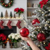 3PCS Set 6" Red Glass Christmas Ornament Balls Holiday Treeations Hanging Spheres for Party 75164946