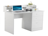 110*50*95cm Particleboard Paste Triamine Desktop Storage Layer Three Drawers Computer Desk White 37862423