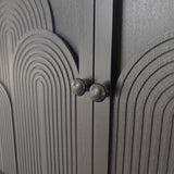 Modern Black Wood Storage Cabinet, 31in Accent Cabinet with Embossed Door for Living Room, Bedroom, W2729P239176