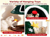 54 Christmas Cat Tree Tower, Holiday Tree Shaped Cat Furniture with 2 Washable Plush Condos, 00374784