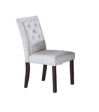 Modern Bone White Fabric 2pc Side Chairs Tufted Back Upholstered Back Rustic Espresso Wooden Legs B011P203552