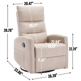 ZNTS Manual Recliner Chair with Rocker and Swivel in Fabric for Living Room, Beige W1803P252280