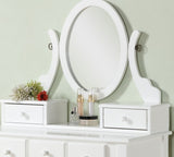 ZNTS Ashley Wood Make-Up Vanity Table and Stool Set, White T2574P163837