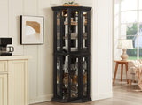 Lighted Corner Curio Cabinet - Glass Display Shelf with Tempered Glass Doors, Adjustable Shelving, W1758P300129
