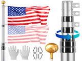 30FT Telescoping Flagpole Kit, Heavy Duty Aluminum In-Ground Flag Pole with 3 Display Modes, 83521797