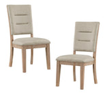 ZNTS Light Oak Finish Beautiful Dining Chairs Set of 2pc, Upholstered Seat and Back Beige Fabric Rustic B011P238899