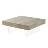 34.65'' Square Faux Travertine Pattern Coffee for Living Room,MDF,Modern Design Coffee W2582P279897