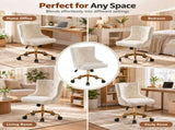 Teddy Fabric Swivel Office Chair, Adjustable Height with Casters, Tufted Backrest, Gold Metal Base, 09258532