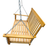 Front Porch Swing with Armrests, Wood Bench Swing with Hanging Chains,for Outdoor Patio ,Garden W49543723