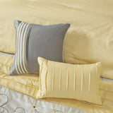 Embroidered 7 Piece Comforter Set Yellow King B03596981