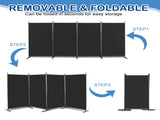 6FT 4-Fold 160g Polyester Fabric Plastic Foot Carbon Steel Frame Foldable Screen Black 26089175