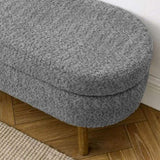 Ottoman Oval Storage Bench,Rubber Wood Legs, Gray W487P255613