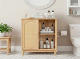 Natural wood color, particleboard with melamine veneer and rattan finish, 60*30*80cm, double doors, 80617301