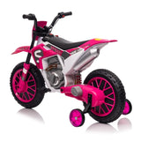 ZNTS 12V Kids Ride on Toy Motorcycle, Electric Motor Toy Bike with Training Wheels for Kids 3-6, Rose Red W2181P164393