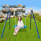 ZNTS Metal Swing Stand With Saucer Outdoor Playground Metal Swing Set For Kids Outdoor Play Equipment W1262P168479