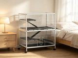 50 Inch Tall Rolling Ferret Chinchilla Cage Small Animal Pet Habitat with Hammock, 4 Doors, 89398696