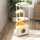 ZNTS Corner Cat Tower, Cat Tree with Scratching Post, Cat Condo with Feeding Station and Climbing 50538804