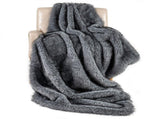 Gray 740GSM Faux Wolf Fur Throw Blanket 60"x80" Double-Sided Soft Fleece Lined Blanket 23331155