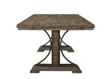 1pc Light Brown Finish Curved Metal Accents Trestle Base Rectangular Dining Table Wood Wooden Metal B011P206741