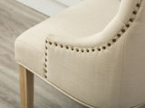 Tan Button Tufted Solid Wood Wingback Hostess Chairs with Nail Heads Set of 2 T2574P164608
