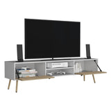 Huna TV Stand, Dual-Tone with Hinged Drawers and Open Shelves B200P173202