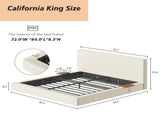 California King Upholstered Platform Bed Frame with Sliding Side Shelves, Corduroy Padded Bed with W1820P510295