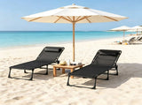 Black 2 Folding Chaise Lounge Pool Chairs for Poolside Tanning, Pillow, Breathable Mesh 82103397