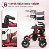 New 2-in-1 Foldable Rollator Walker with 9 Inch Pneumatic Tires 14330842