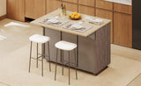 K&K 51.2"W Geometric Twill Stripe Textured Design Kitchen with Drop Leaf, Farmhouse Kitchen N707P221444Z