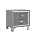 ZNTS 2-Drawer Nightstand with Metal Legs for Bedroom, Mid Century Nightstand Fully Assembled Except Legs WF307773AAE