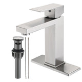 ZNTS Bathroom Faucet Single Hole, Single Handle Stainless Steel Faucet for Bathroom Sink with Deckplate W1224P195900