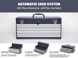 Heavy Duty Metal Tool Box, 21-inch, Portable Metal Tool Box with 4 Drawers, Small Tool Chest with W2660P310458