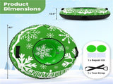 600D Waterproof Oxford Cloth Snow Sled, Reinforced Handles Removable Tow Strap for Adults Kids-Green 02887197