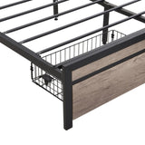 Queen Size Metal Platform Bed Frame with upholstery storage function Headboard and USB LINER and W311133402