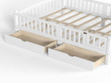 Full Platform Bed with Full-length Guardrails, Kids Platform Bed with Storage Drawers, Childlike and W1580P534503