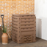 450L Garden Compost Bin with 2 Sliding Doors, Brown 29121641