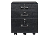 FCH Black Wood Grain Density Board Three Drawers Wooden Filing Cabinet 38131424