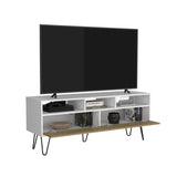 Tori 54" Wide Two-Door Cabinet Tv Stand with Pull Down doors, Three Shelves, Cable Management White B200P286940