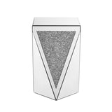 Inverted triangular mirror square, crystal diamond inlaid coffee, silver glass side W1005P189513