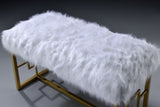 Bagley II White Faux Fur & Gold Finish Bench B2726P278575