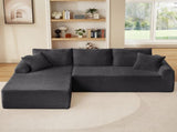 Full-Compression Chaise Lounge Set Modular Corduroy Sectional with Arched Armrests, Non-Slip Base, 29523031