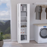 Lilo Storage Cabinet, Broom Hangers, Internal Shelves -White B20092127