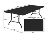 6 Foot Folding Table,Fold-in-Half Plastic Table,Indoor Outdoor Picnic Party Dining Camp Tables,Black 51841094
